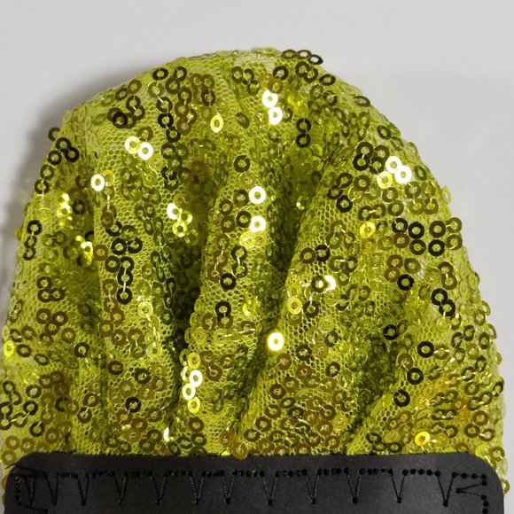 Men's Lime Green Sequin Pre-Folded Pocket Square Insert - Fan Design - Picture 3 of 7
